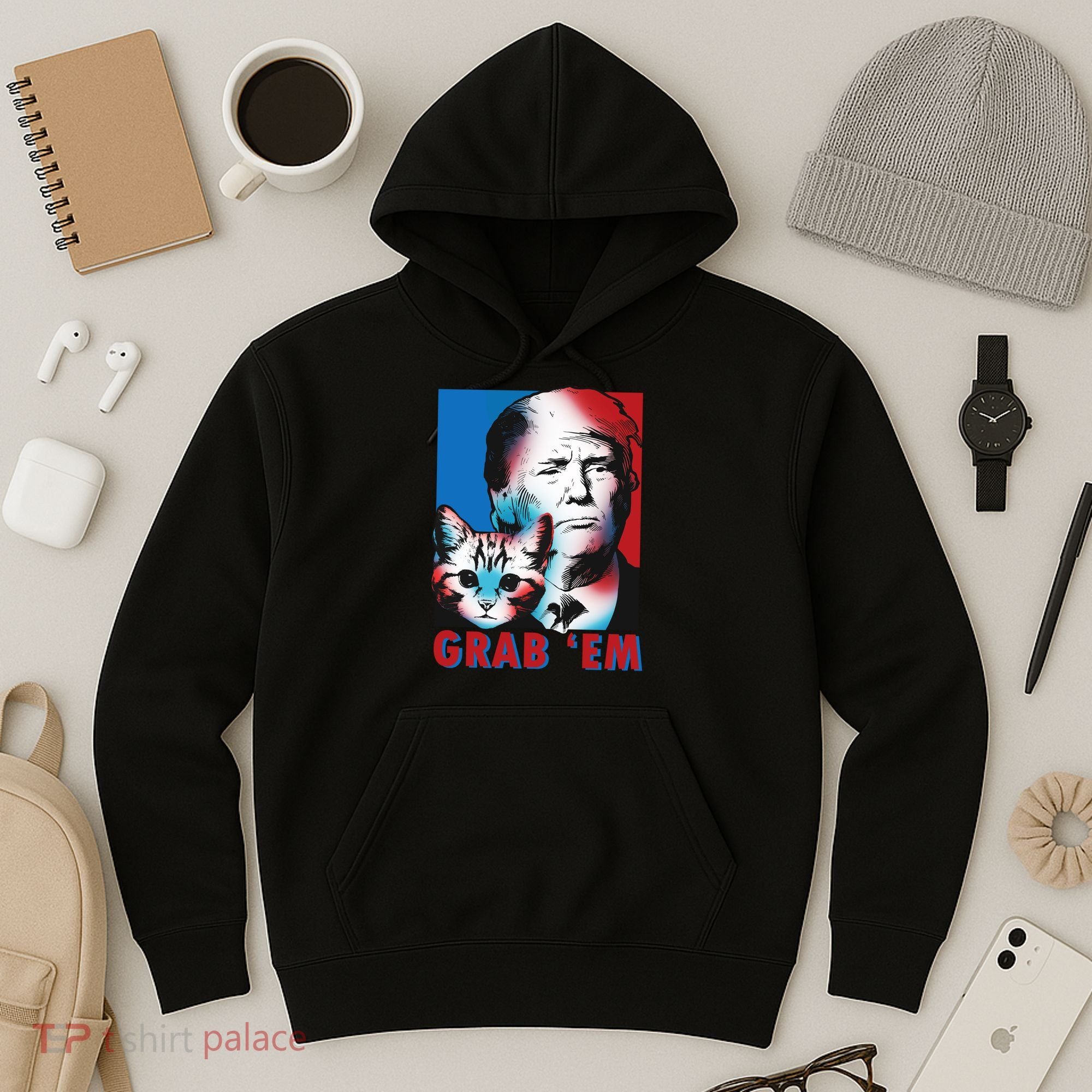 Grab 'Em Cat Funny Pro Trump Hoodie