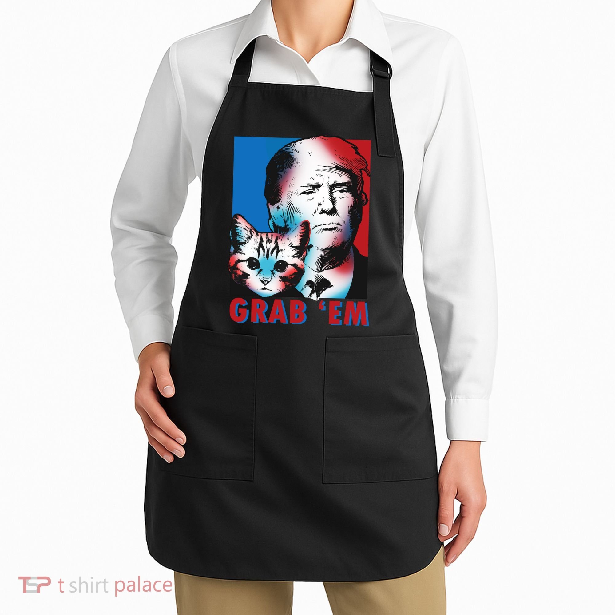 Grab 'Em Cat Funny Pro Trump Apron