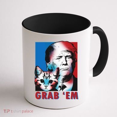 Grab 'Em Cat Funny Pro Trump Coffee Mug back