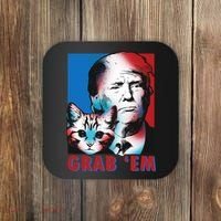 Grab 'Em Cat Funny Pro Trump Coaster thumb 0