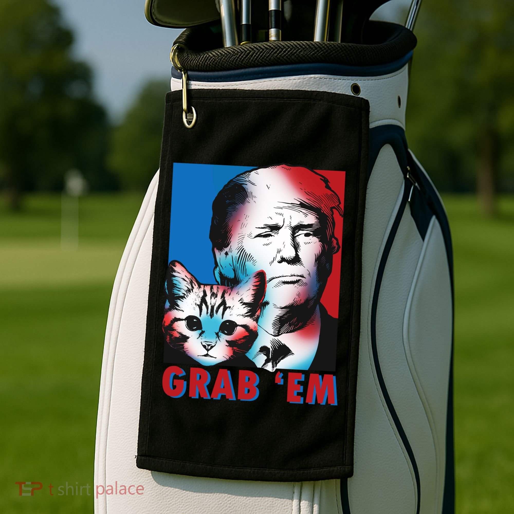Grab 'Em Cat Funny Pro Trump Golf Towel