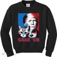 Grab 'Em Cat Funny Pro Trump Kids Sweatshirt thumb 0