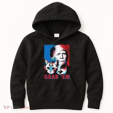 Grab 'Em Cat Funny Pro Trump Kids Hoodie