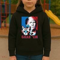 Grab 'Em Cat Funny Pro Trump Kids Hoodie thumb 3
