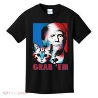Grab 'Em Cat Funny Pro Trump Kids T-Shirt thumb 0