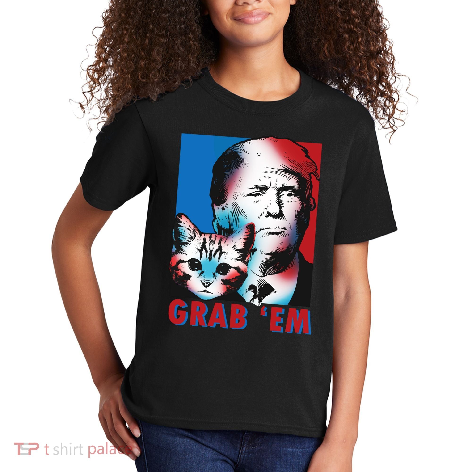 Grab 'Em Cat Funny Pro Trump Kids T-Shirt