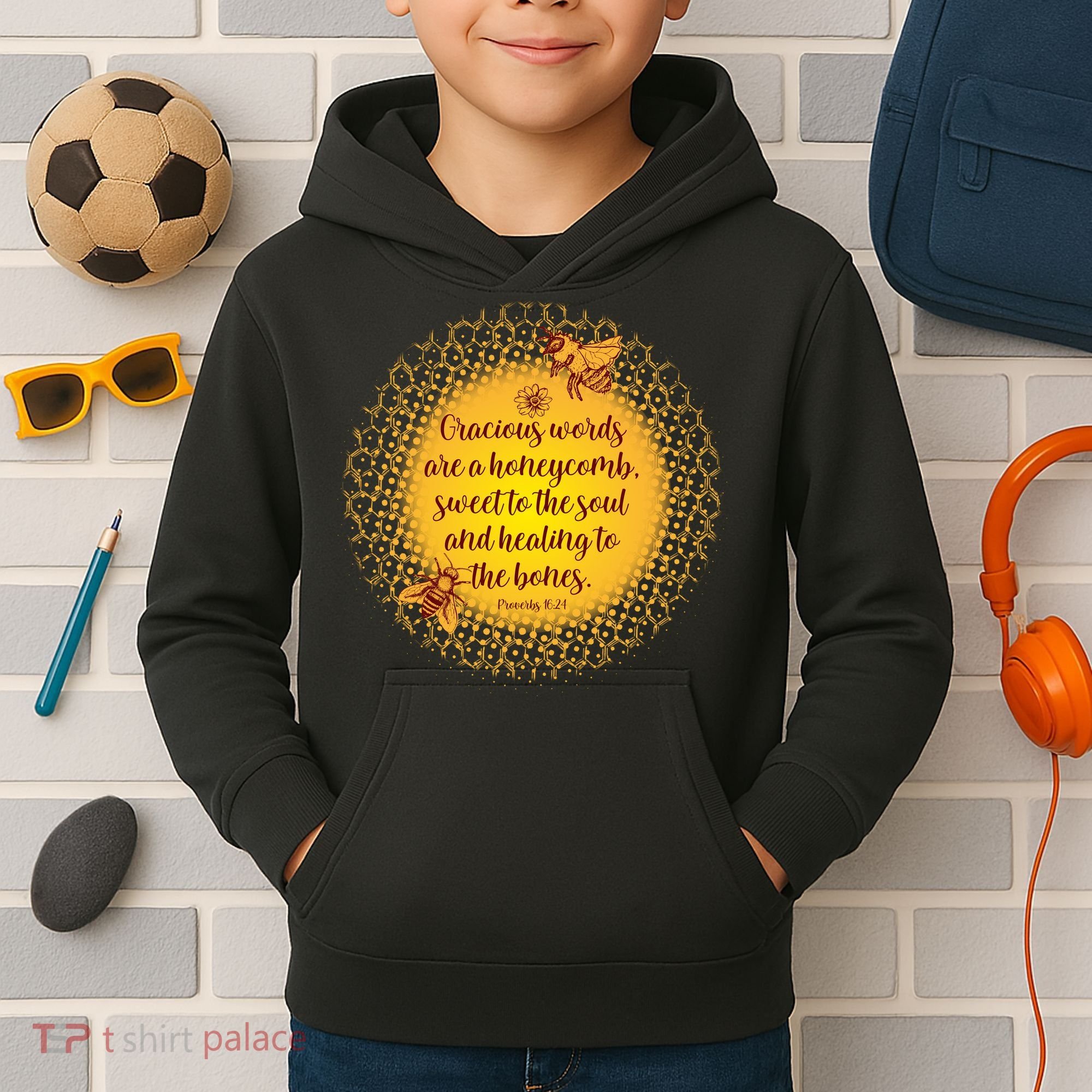Gracious Words Are A Honeycomb Proverbs 16:24 Kids Hoodie