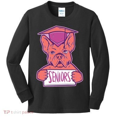 Graduating Bulldog Senior Kids Long Sleeve Shirt