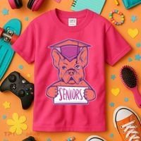 Graduating Bulldog Senior Kids T-Shirt thumb 3