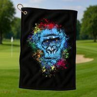 Graffiti Gorilla face Golf Towel thumb 1
