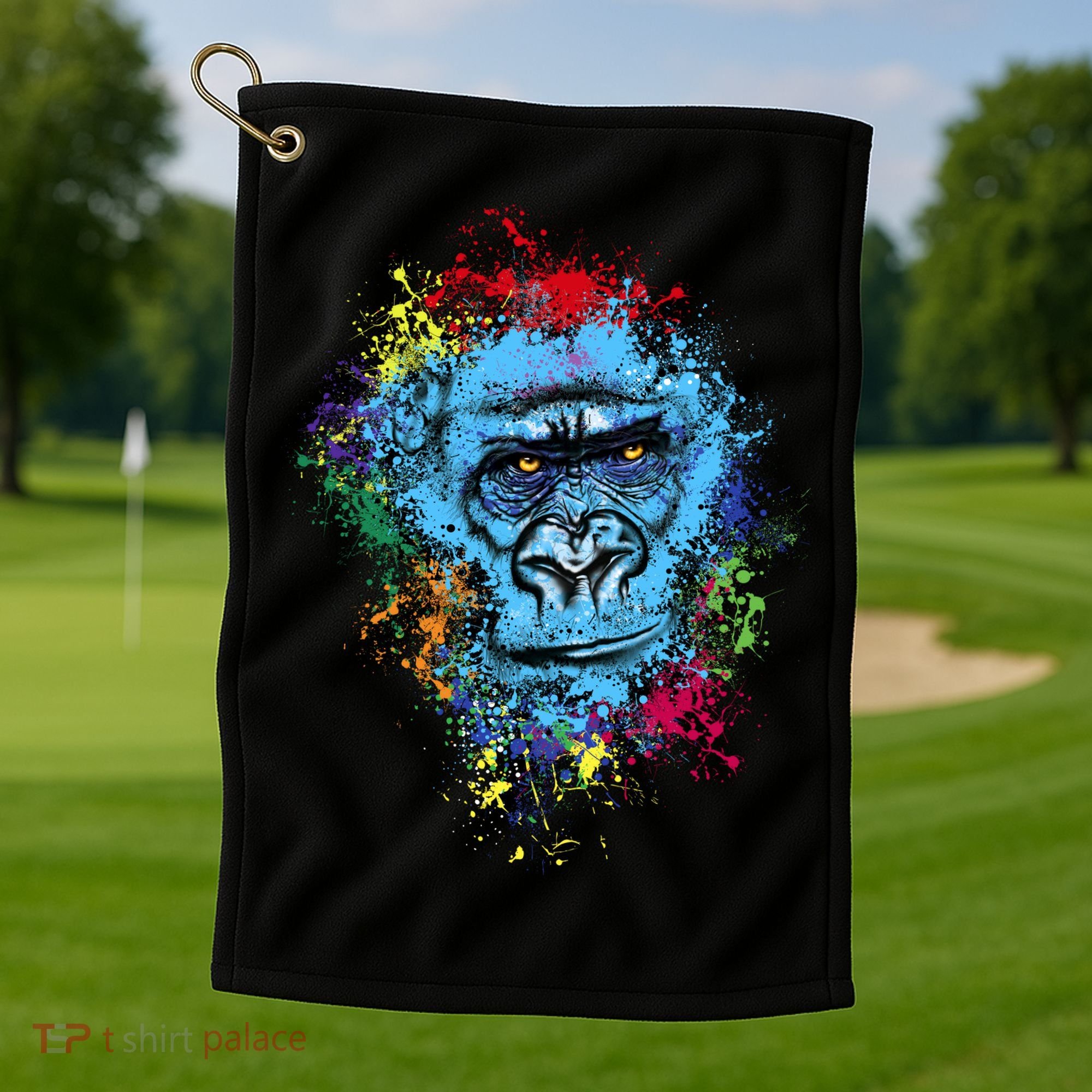 Graffiti Gorilla face Golf Towel