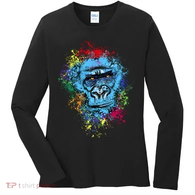 Graffiti Gorilla face Women's Long Sleeve Shirt