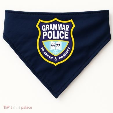 Grammar Police Badge USA-Made Doggie Bandana