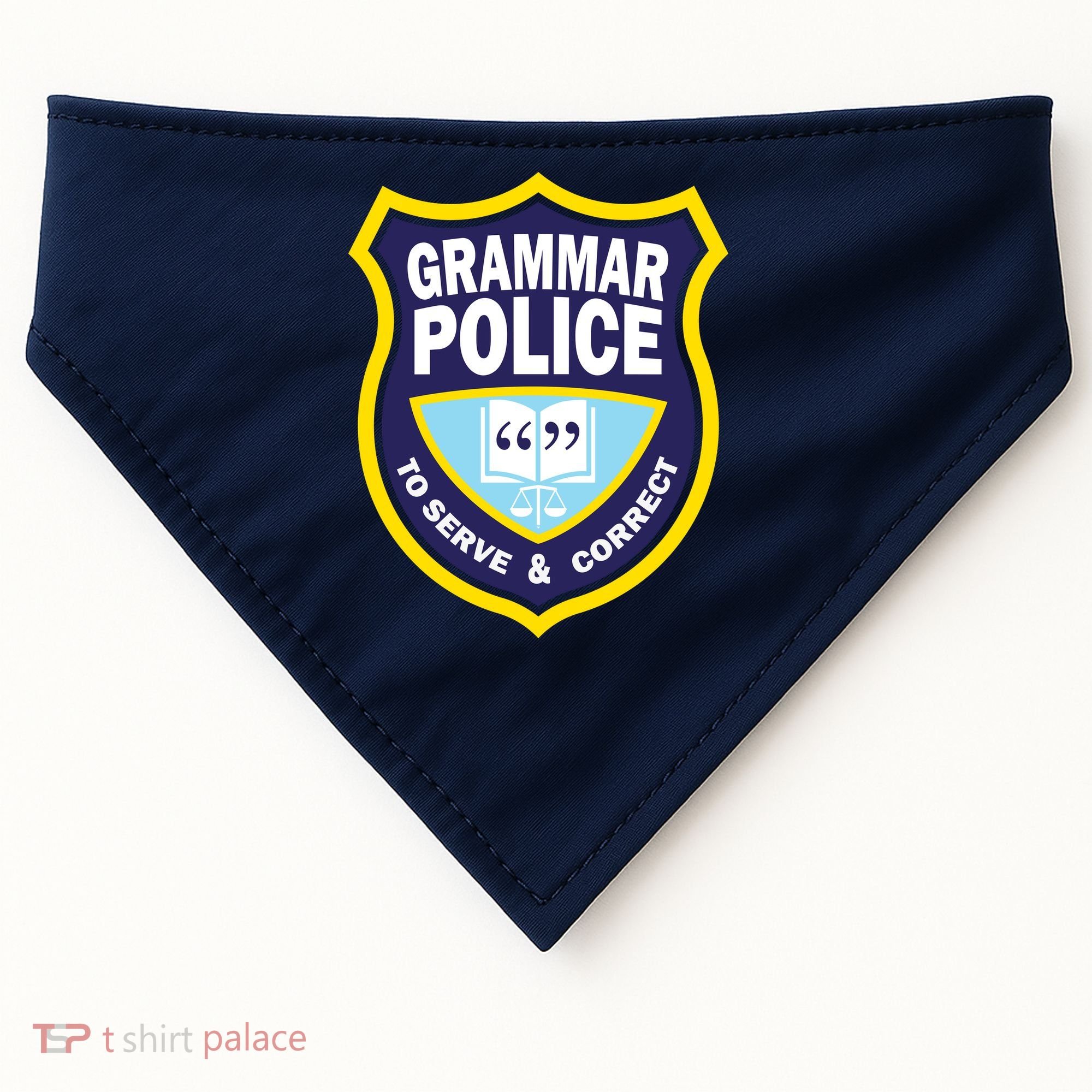 Grammar Police Badge USA-Made Doggie Bandana