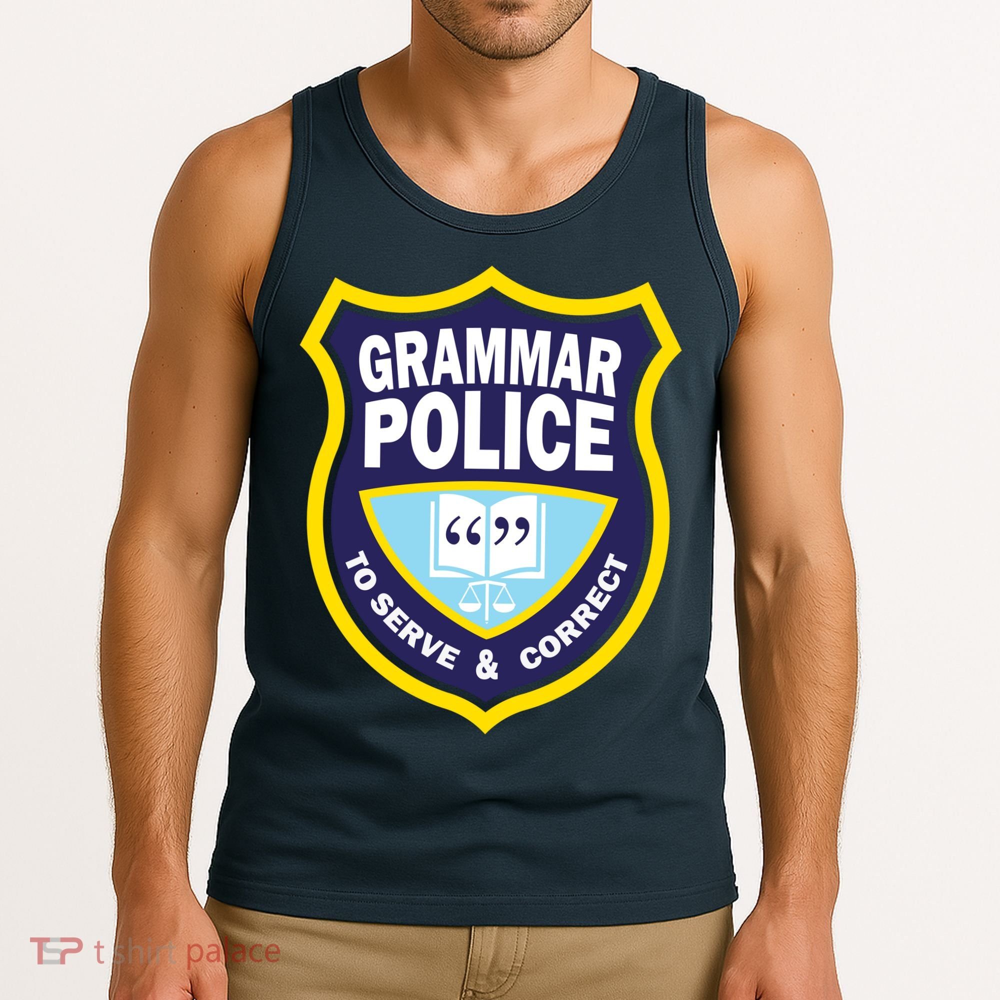 Grammar Police Badge Tank Top