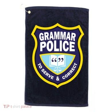 Grammar Police Badge Golf Towel