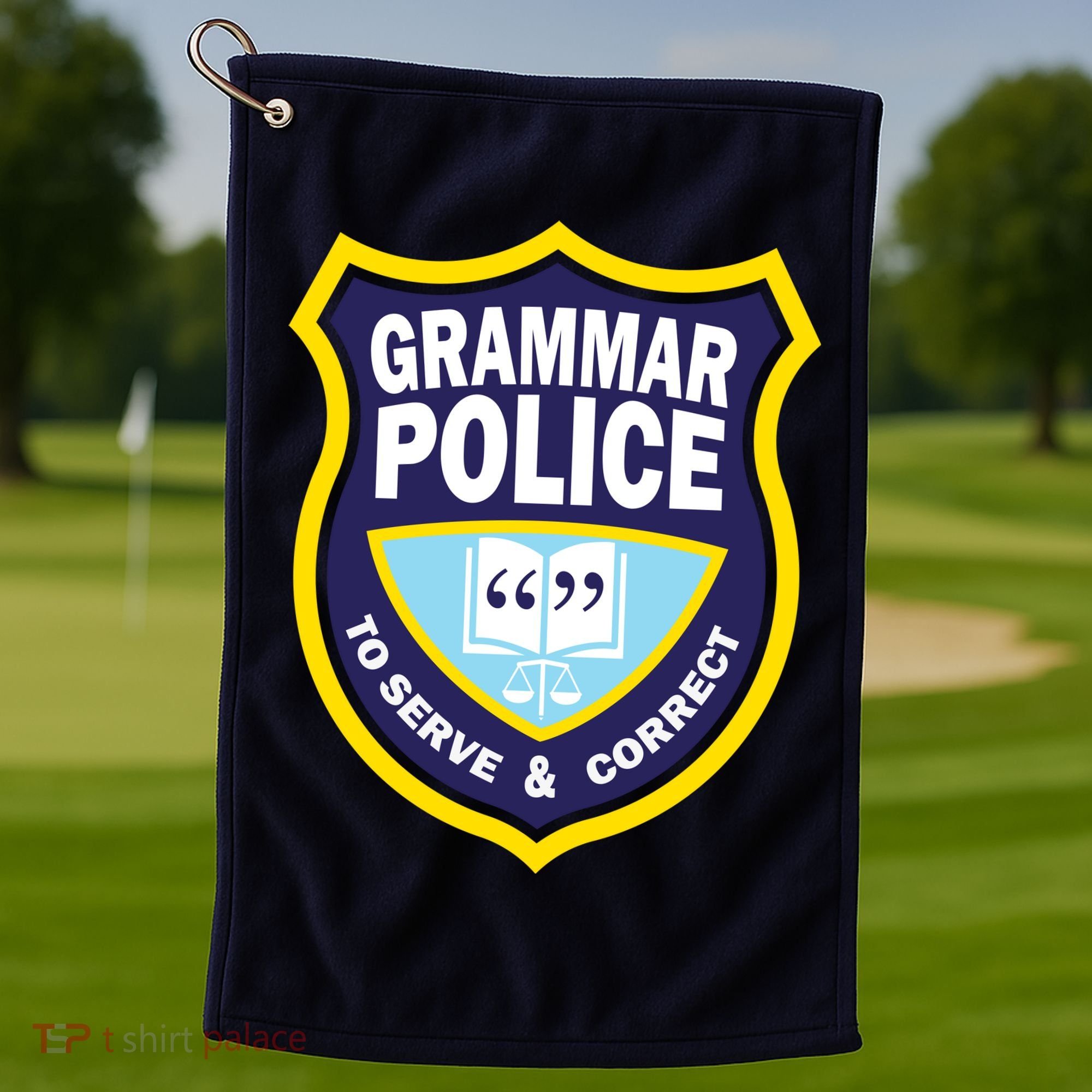 Grammar Police Badge Golf Towel