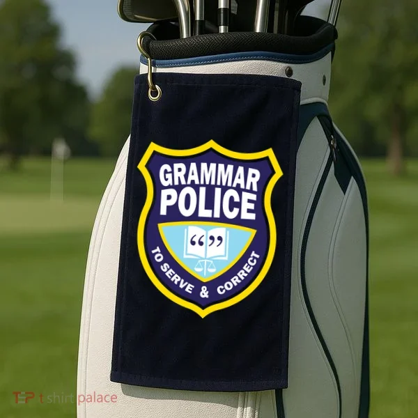 Grammar Police Badge Golf Towel