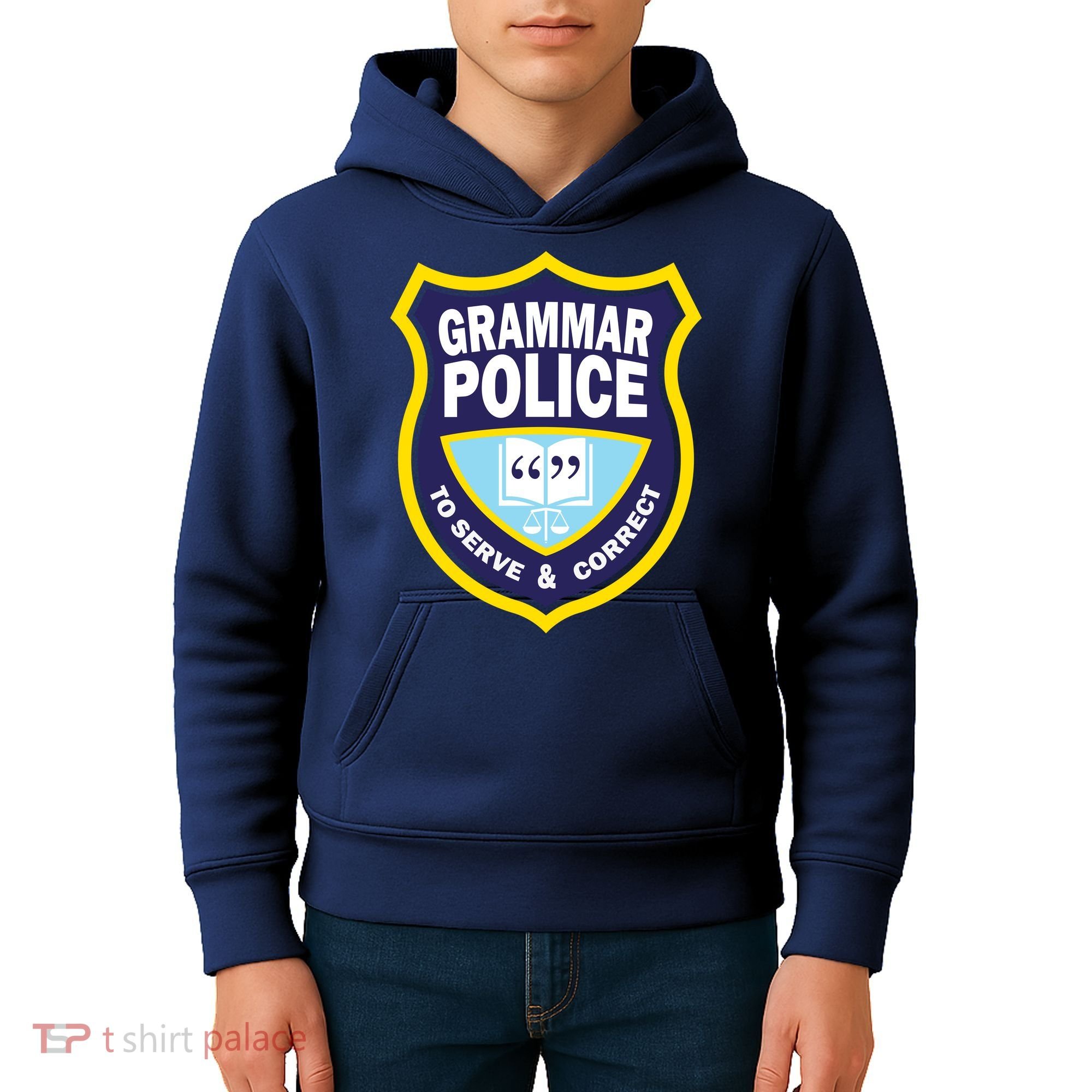 Grammar Police Badge Kids Hoodie