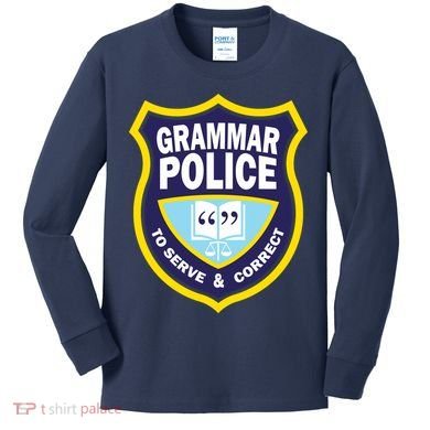 Grammar Police Badge Kids Long Sleeve Shirt