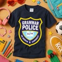 Grammar Police Badge Kids T-Shirt thumb 3