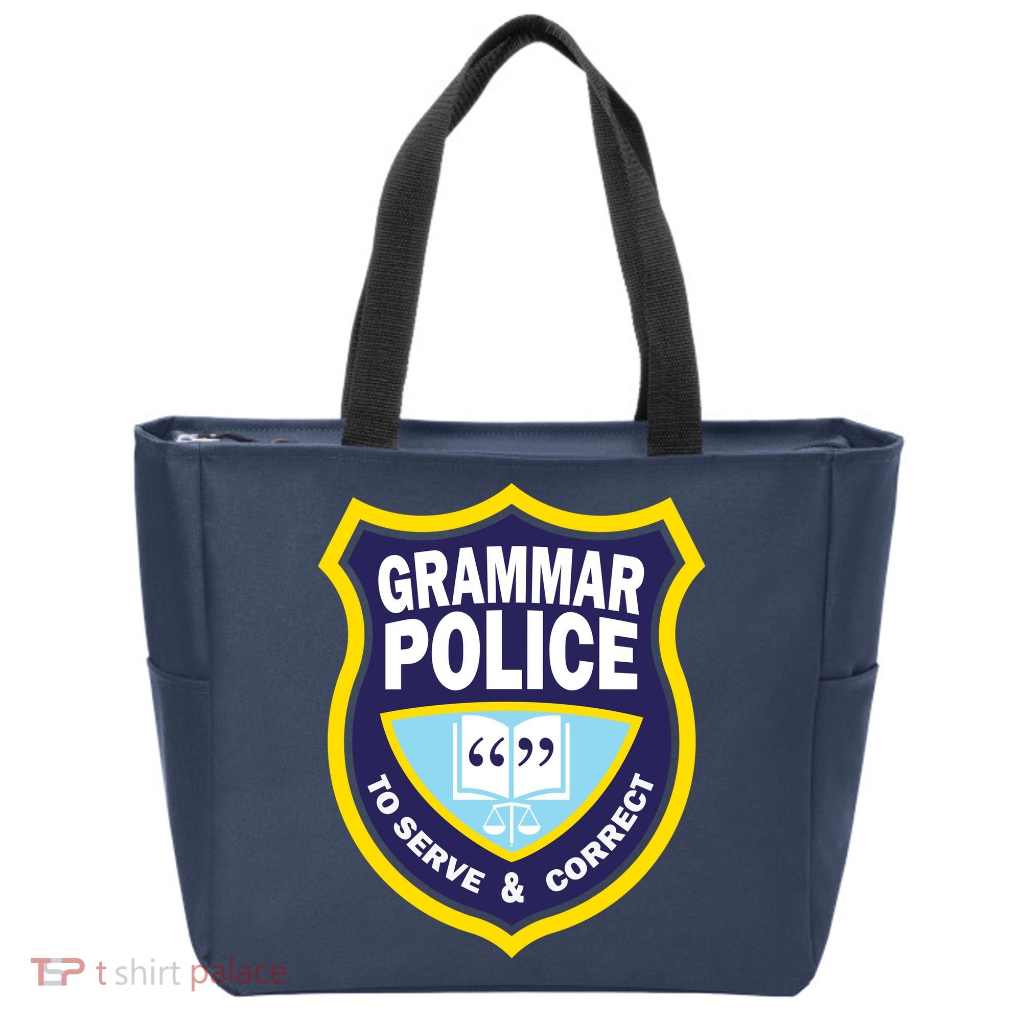 Grammar Police Badge Tote Bag