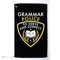 Grammar Police To Serve And Correct Funny Golf Towel thumb 0