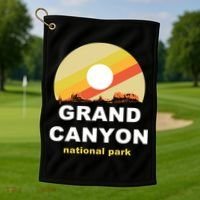 Grand Canyon National Park Retro Logo Golf Towel thumb 1