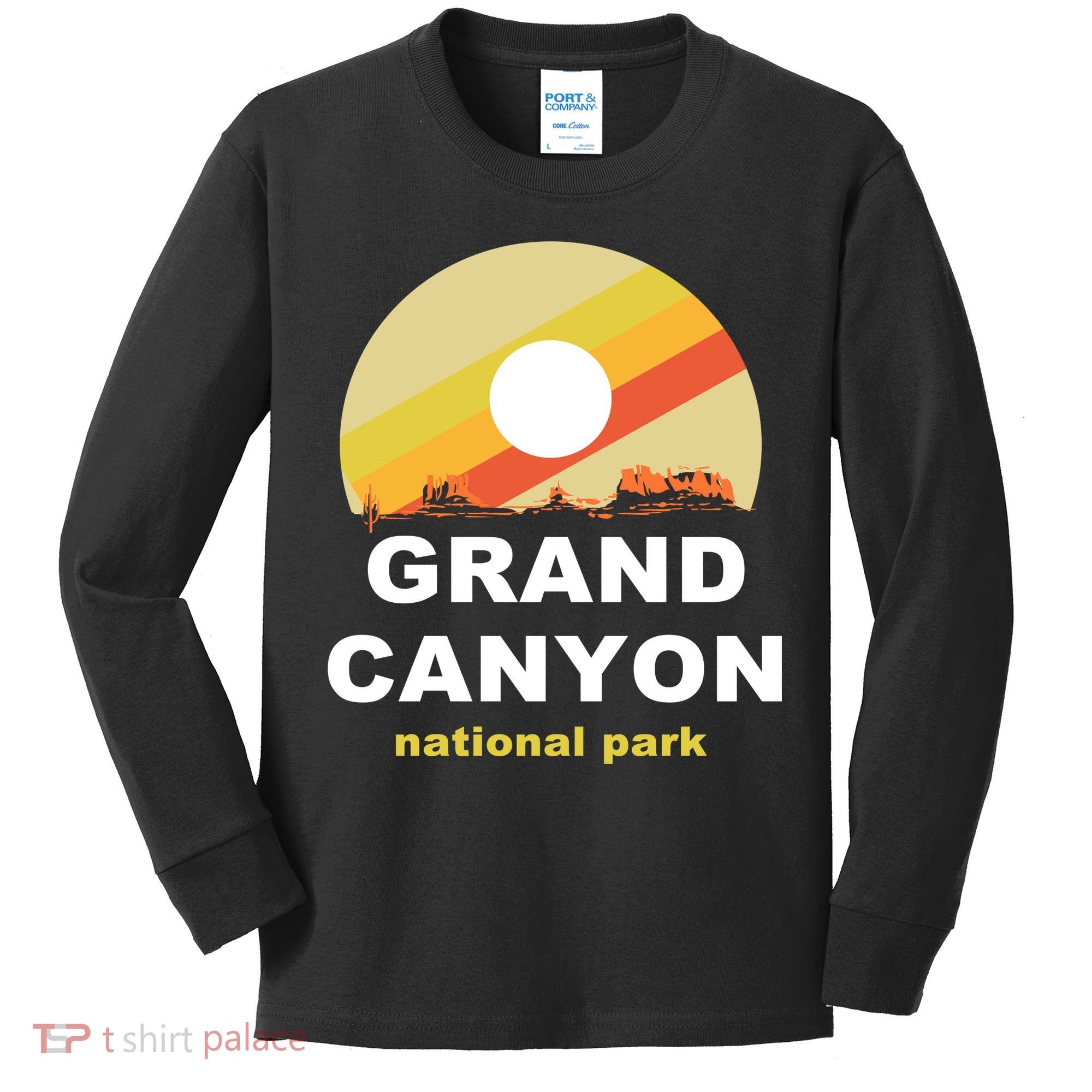 Grand Canyon National Park Retro Logo Kids Long Sleeve Shirt