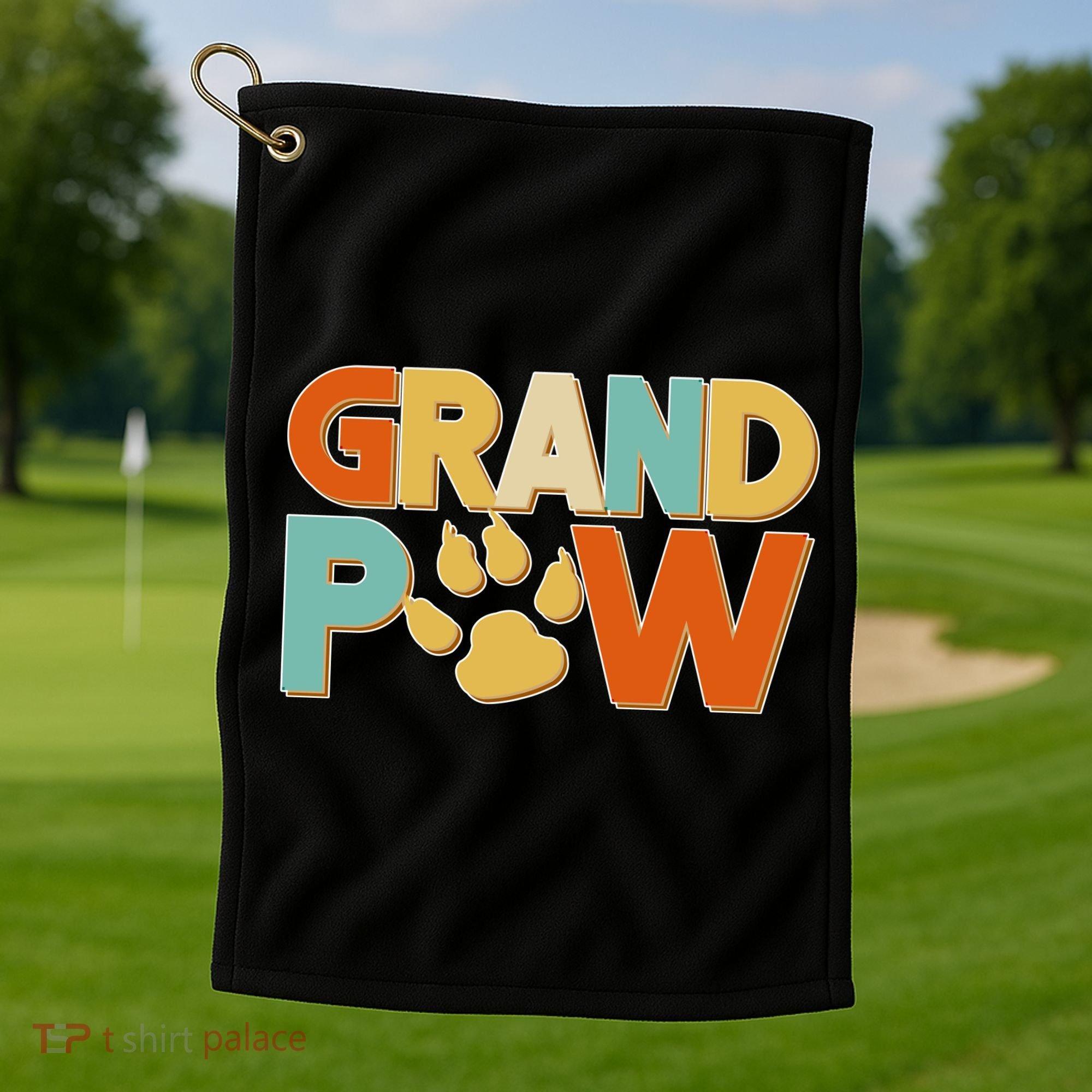 Grand Paw Funny Dog Grandpa Golf Towel