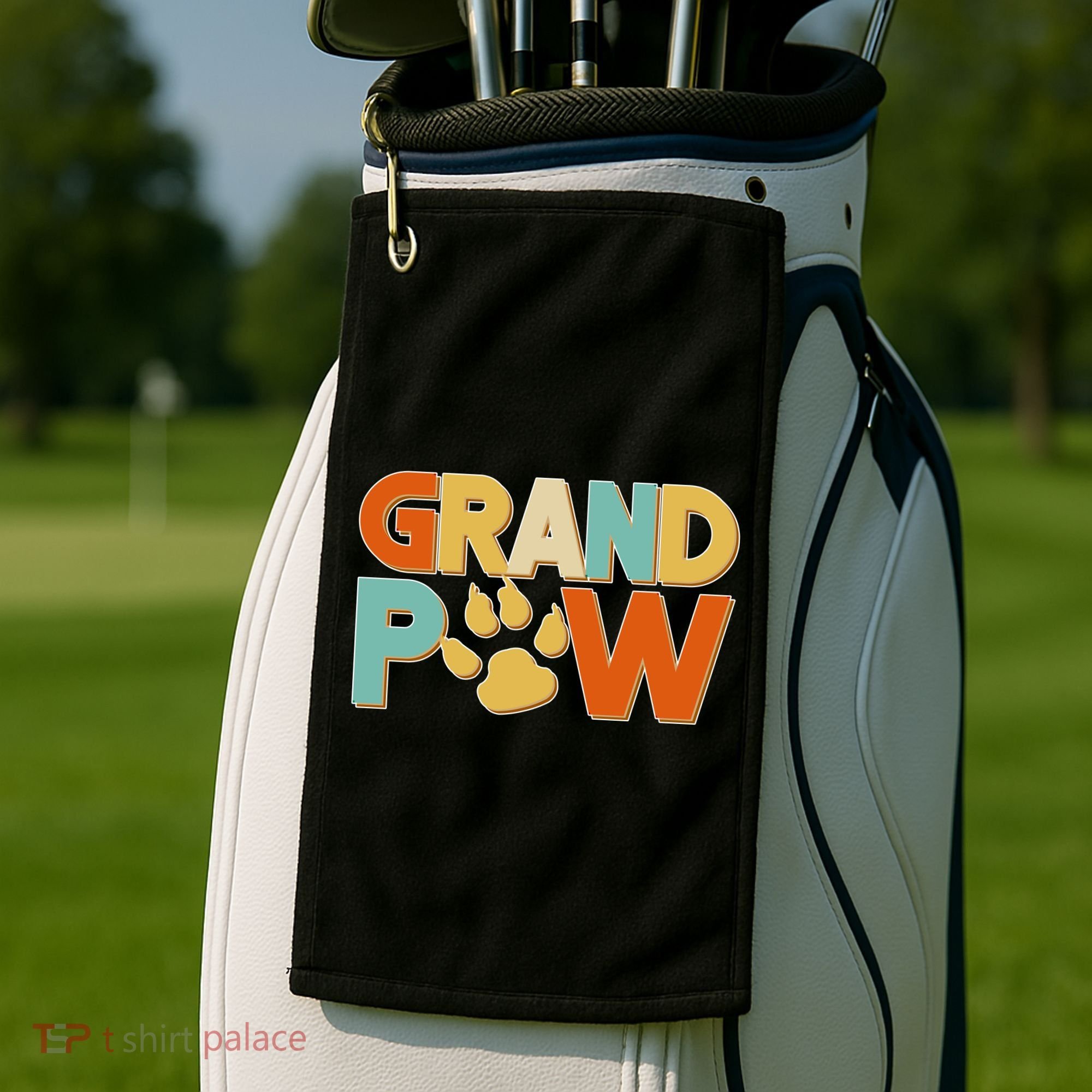 Grand Paw Funny Dog Grandpa Golf Towel