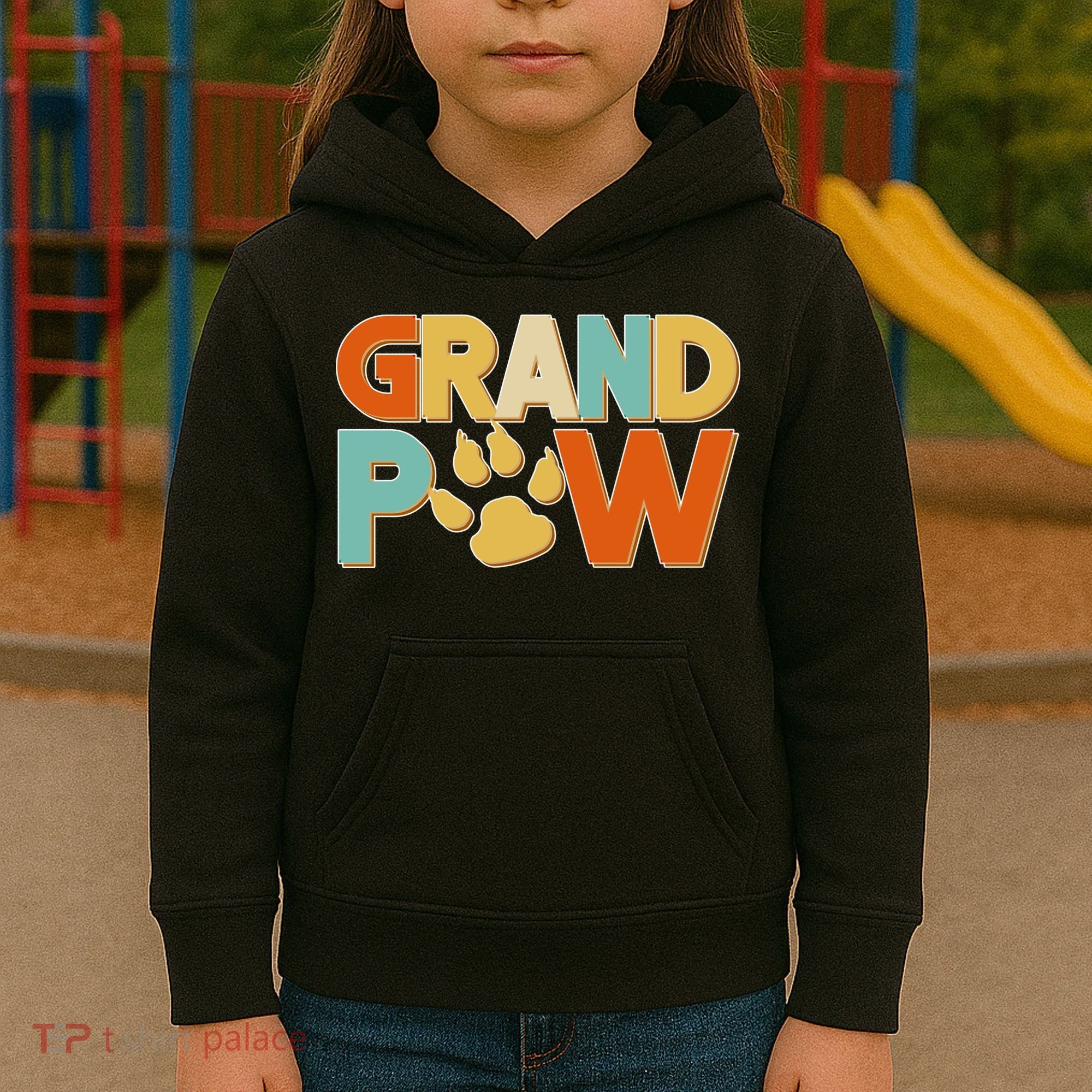 Grand Paw Funny Dog Grandpa Kids Hoodie