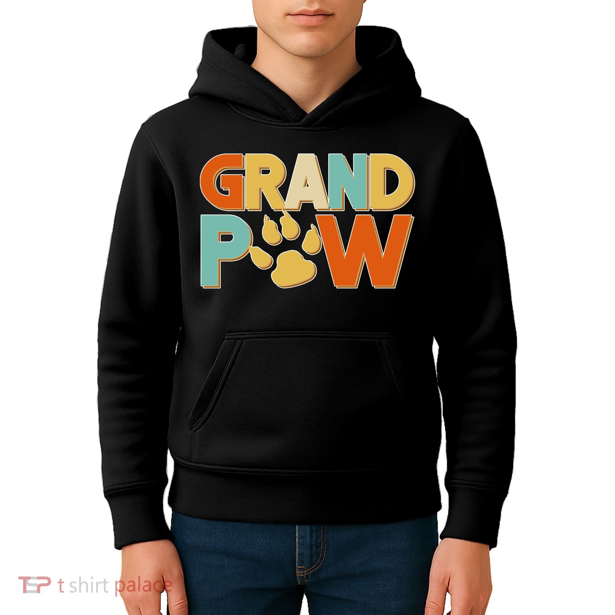 Grand Paw Funny Dog Grandpa Kids Hoodie