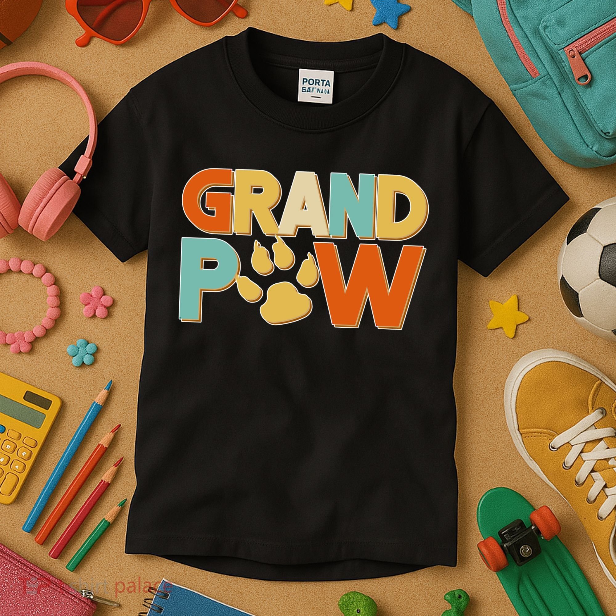 Grand Paw Funny Dog Grandpa Kids T-Shirt