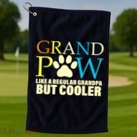 Grand Paw Like A Regular Grandpa But Cooler Golf Towel thumb 1