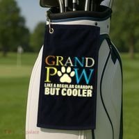 Grand Paw Like A Regular Grandpa But Cooler Golf Towel thumb 2