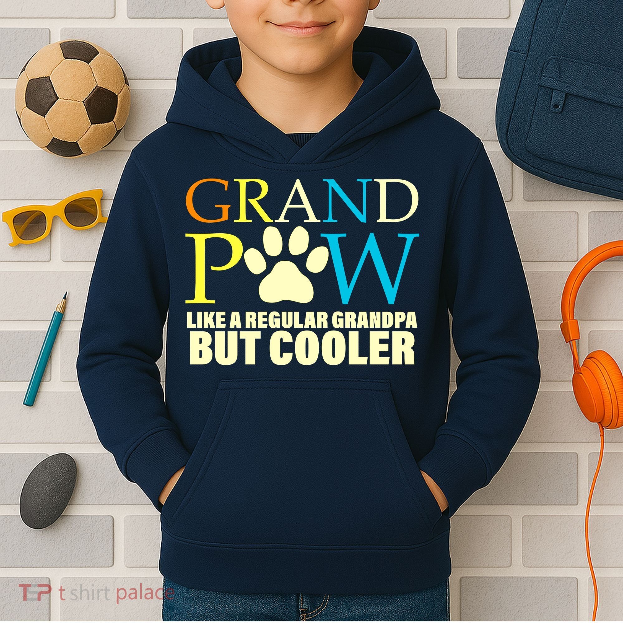 Grand Paw Like A Regular Grandpa But Cooler Kids Hoodie