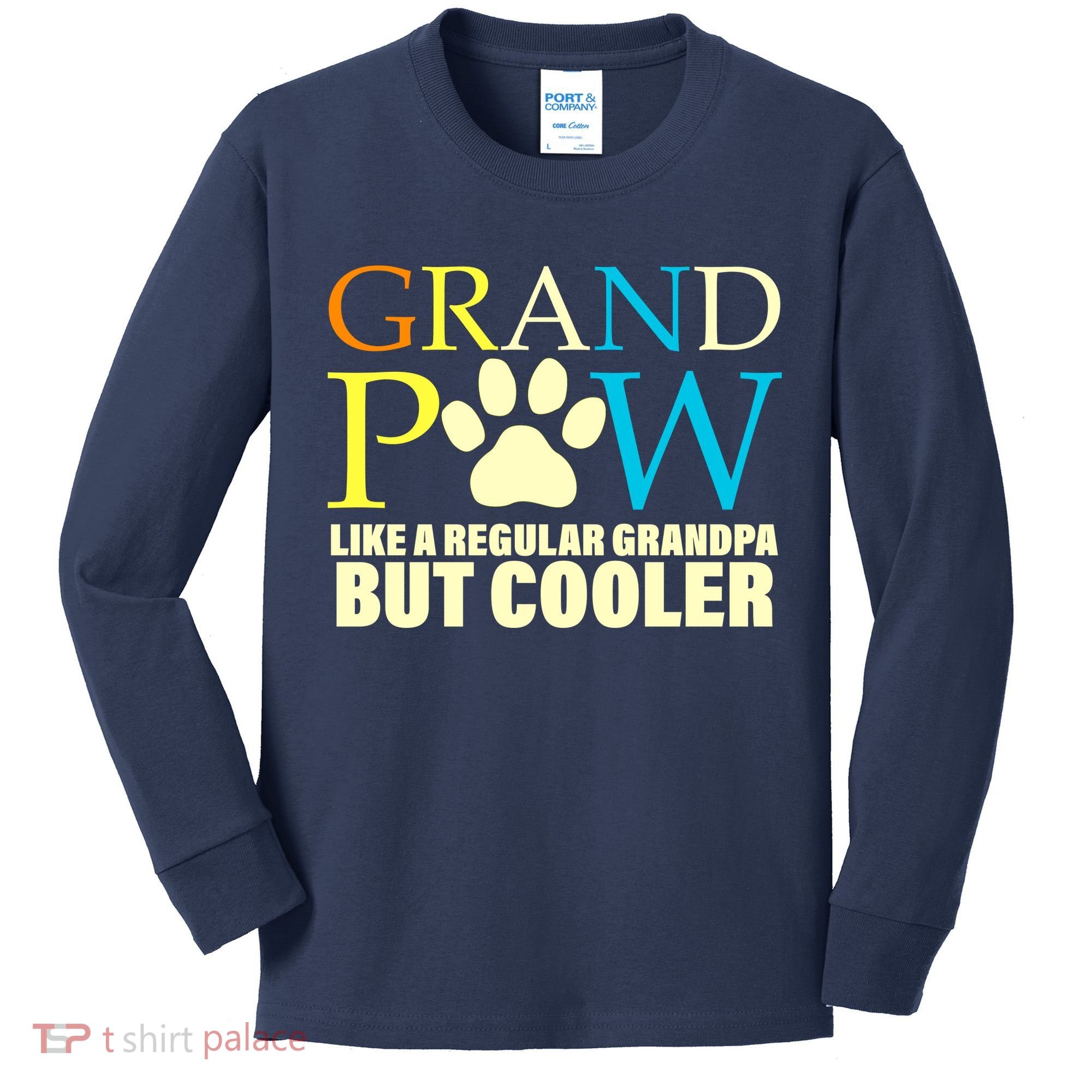 Grand Paw Like A Regular Grandpa But Cooler Kids Long Sleeve Shirt