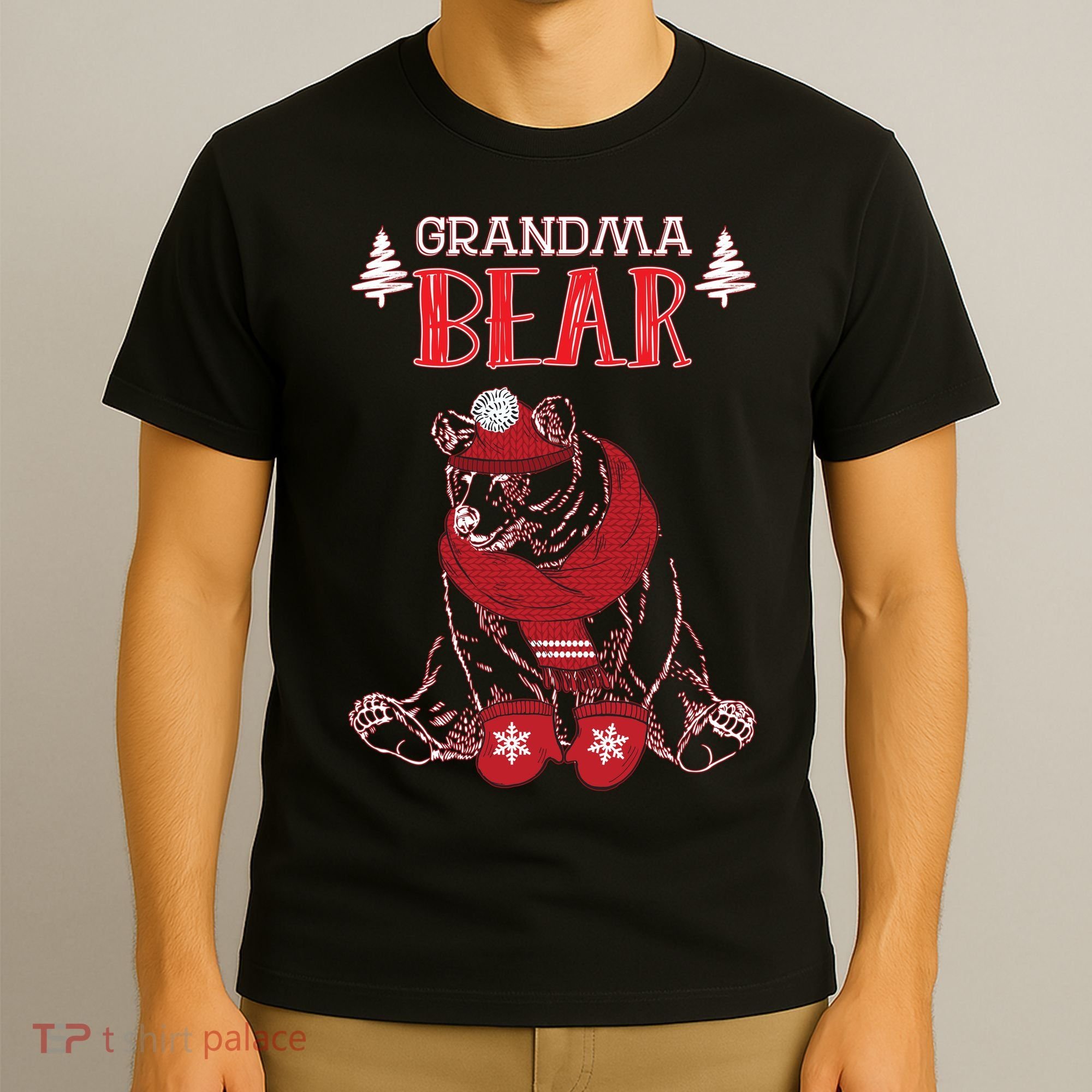 Grandma Bear Christmas Santa Family Matching Pajamas T-Shirt