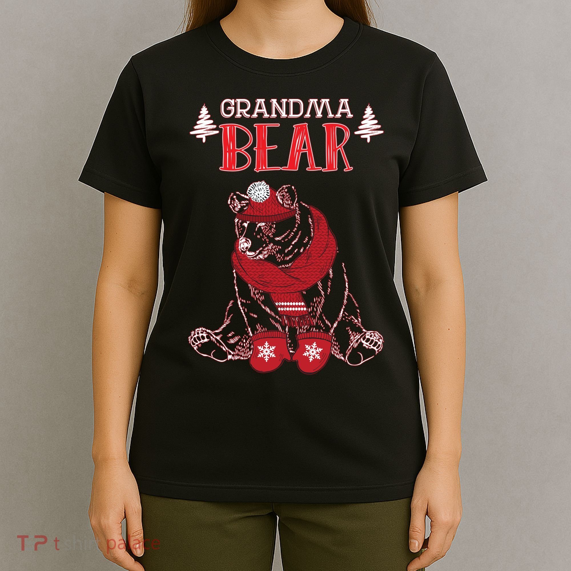 Grandma Bear Christmas Santa Family Matching Pajamas T-Shirt