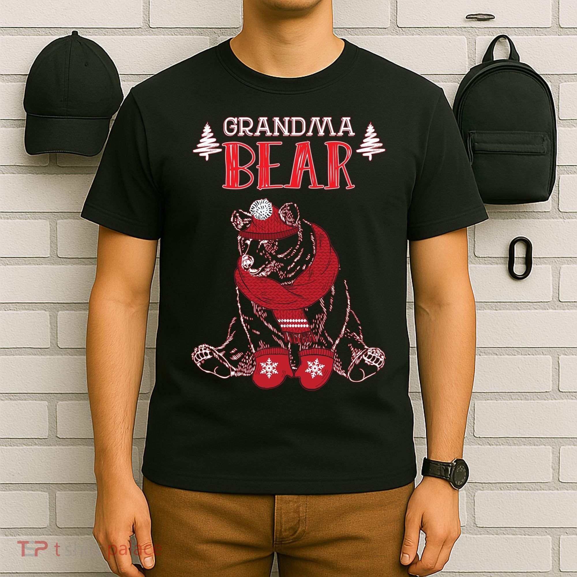 Grandma Bear Christmas Santa Family Matching Pajamas T-Shirt