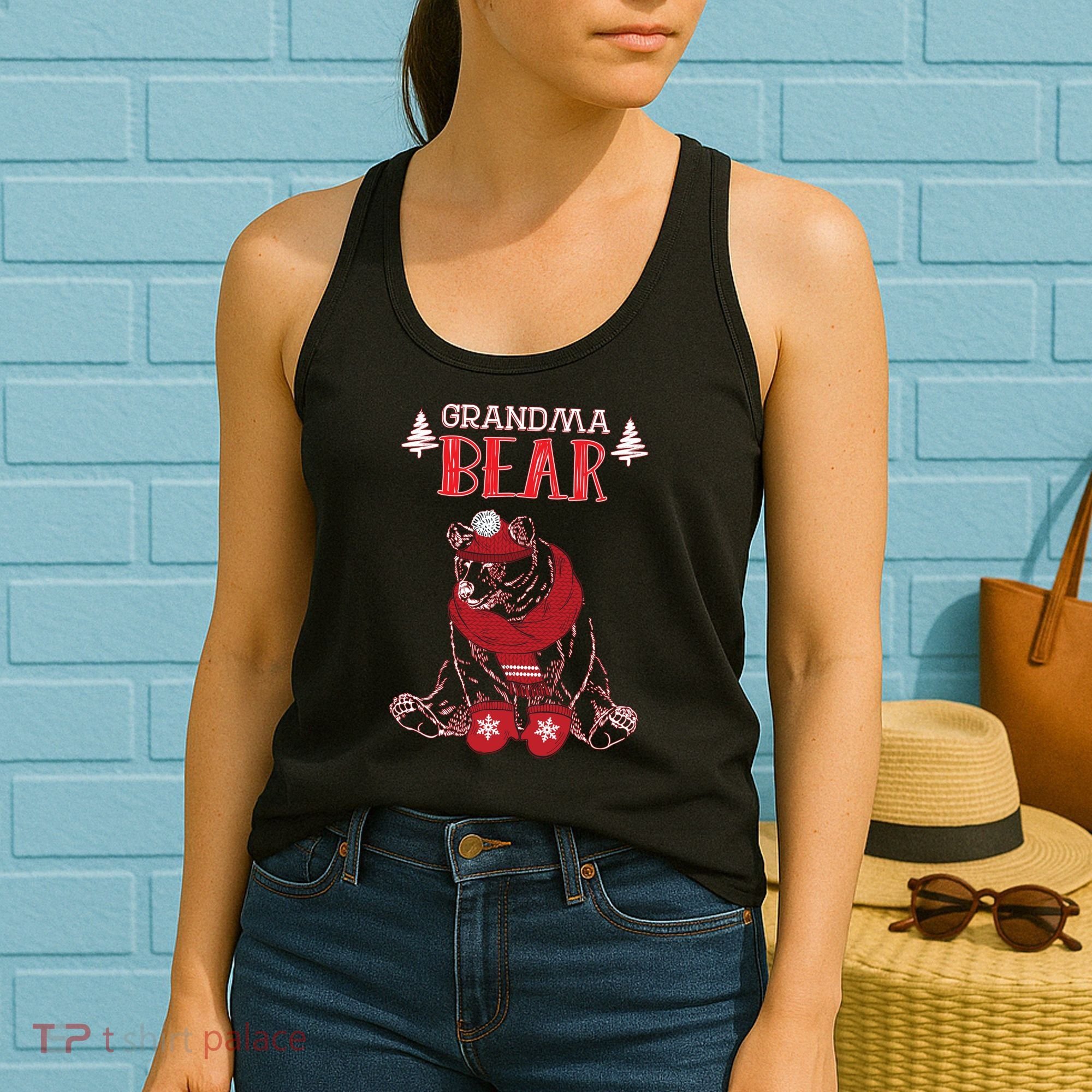 Grandma Bear Christmas Santa Family Matching Pajamas Women's Tank Top