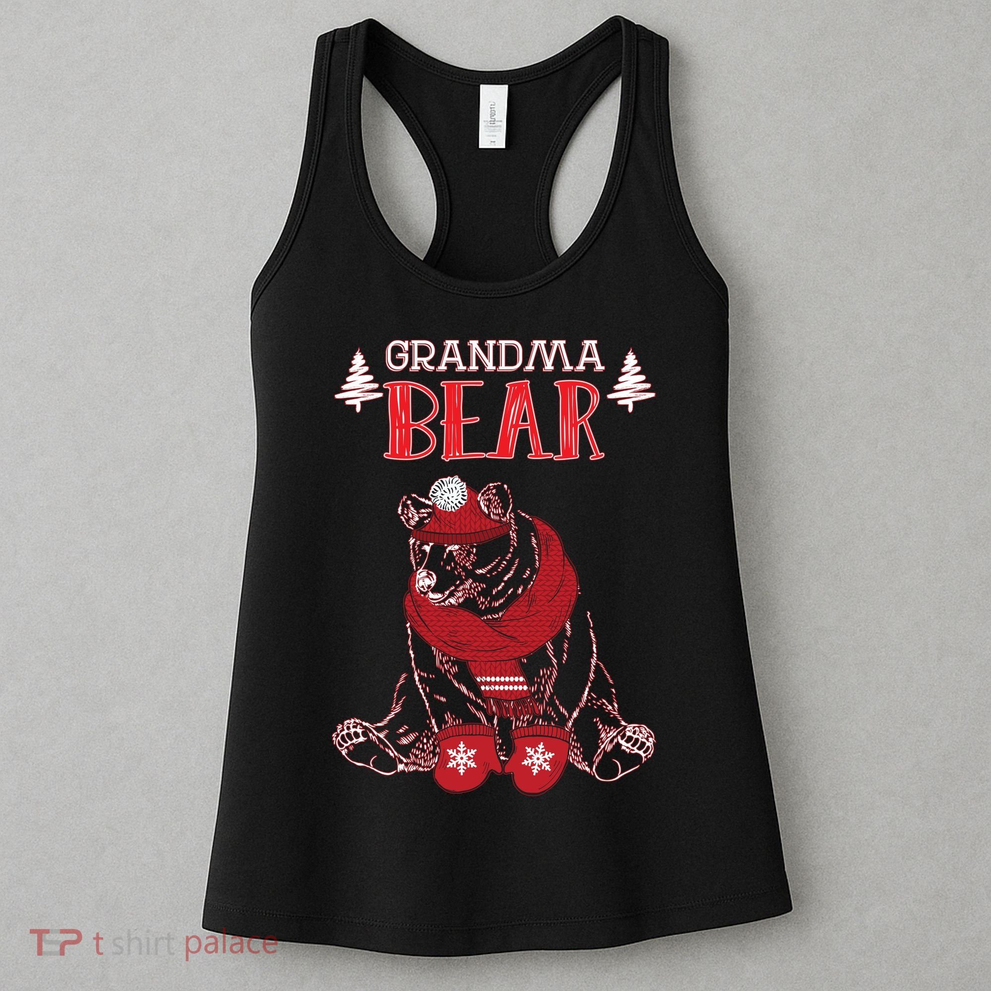 Grandma Bear Christmas Santa Family Matching Pajamas Women's Tank Top