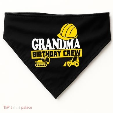 Grandma Birthday Crew Construction Party USA-Made Doggie Bandana