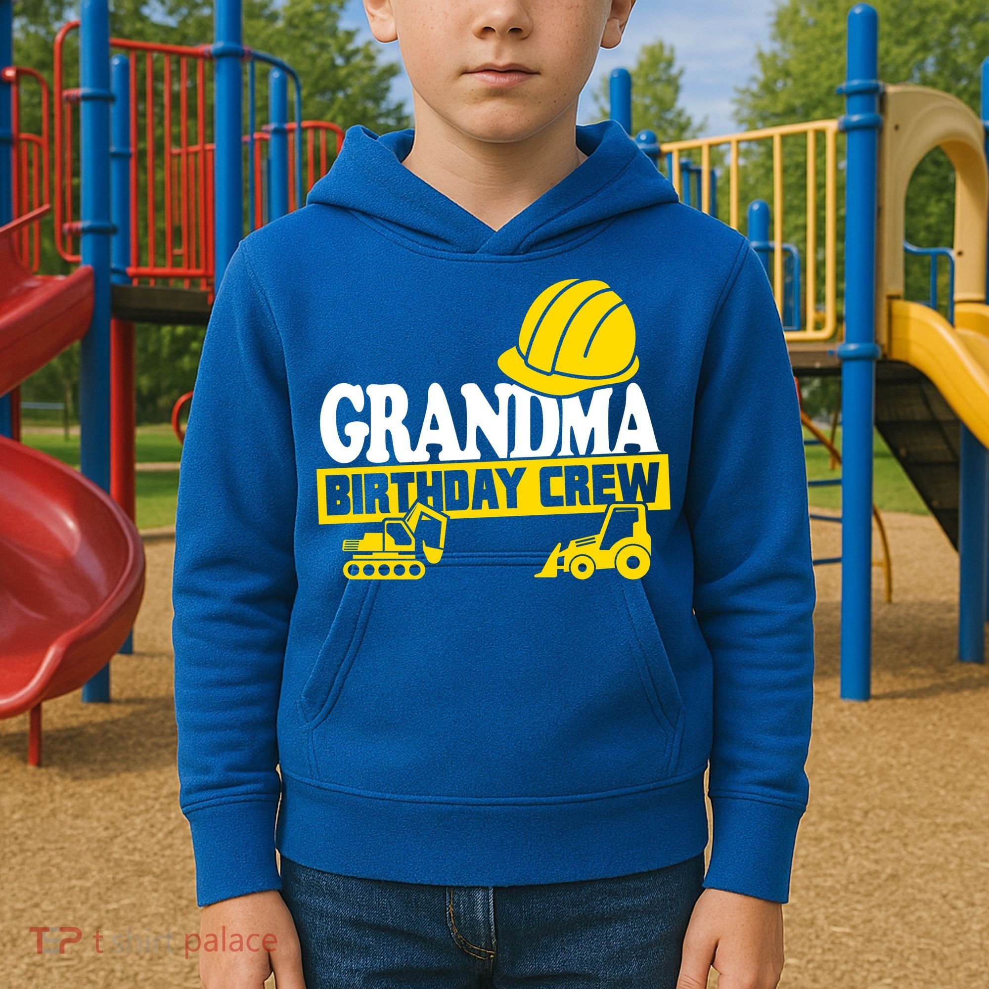 Grandma Birthday Crew Construction Party Kids Hoodie