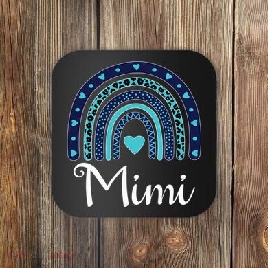 Grandma MiMi Blue Leopard Rainbow Coaster