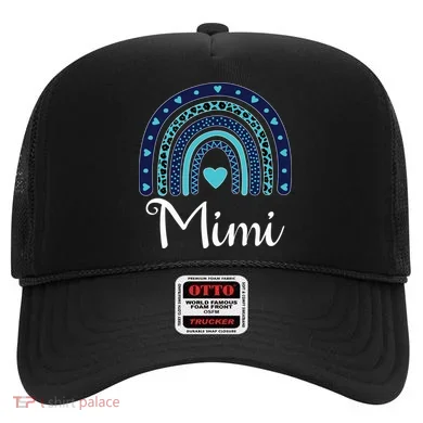 Grandma MiMi Blue Leopard Rainbow Hat
