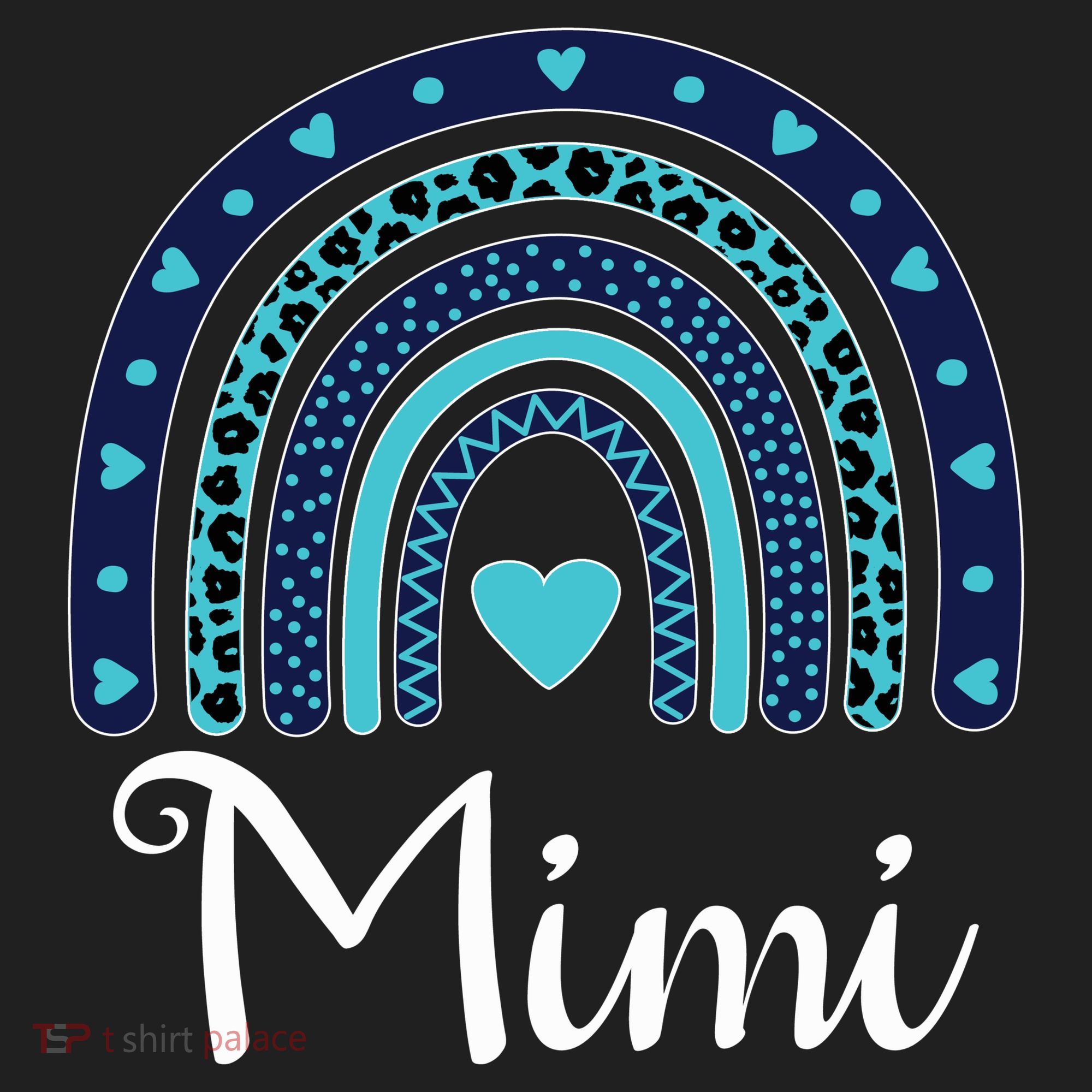 Grandma MiMi Blue Leopard Rainbow Hat