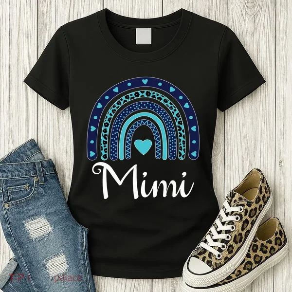Grandma MiMi Blue Leopard Rainbow Women's T-Shirt