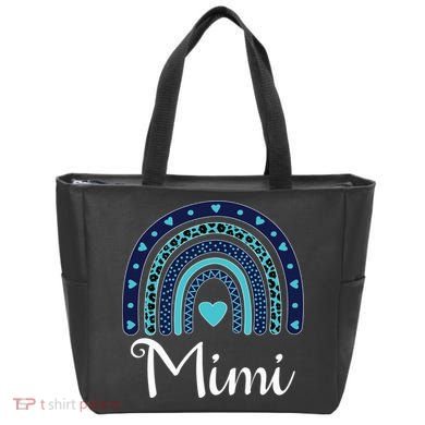 Grandma MiMi Blue Leopard Rainbow Tote Bag